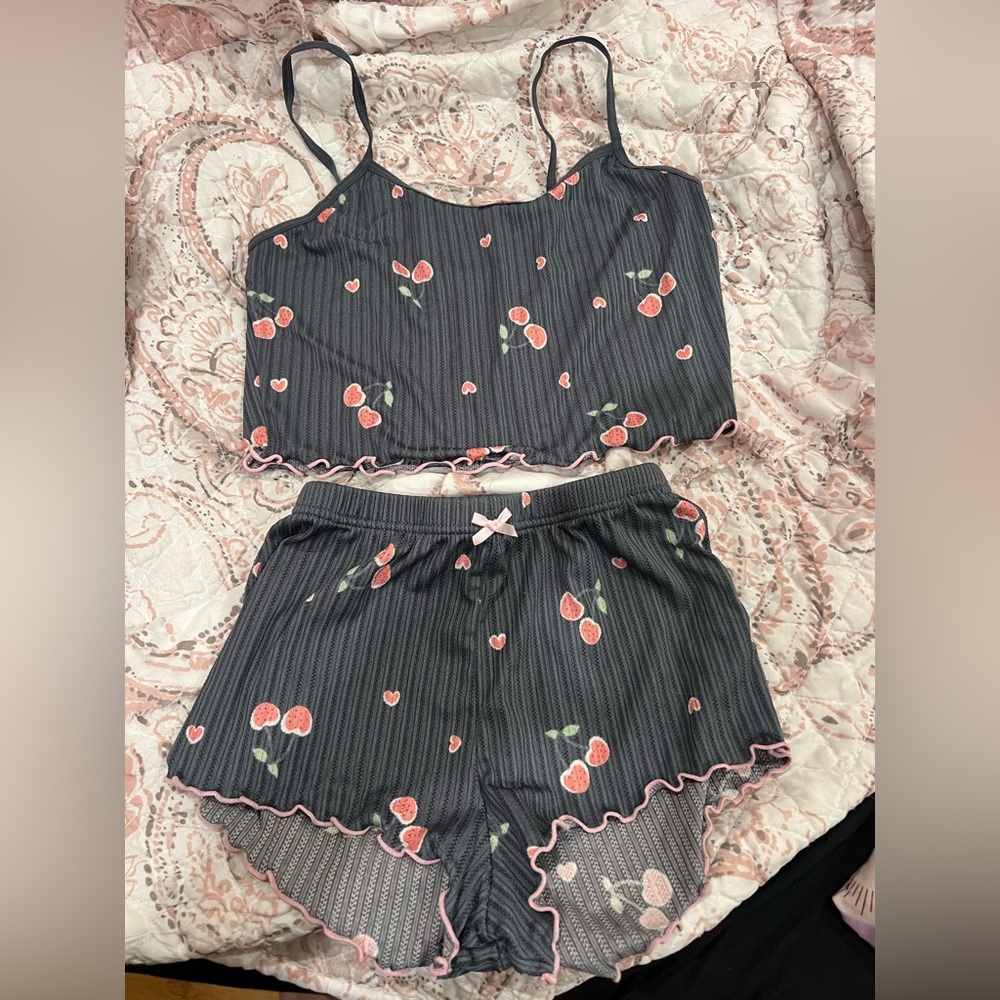 Small Gray and Pink Heart Pajama Set